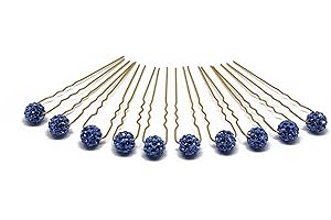 FLEXISTORE 10 Epingle à cheveux avec boule de strass - Accessoires cheveux mariage - Or - Bleu
