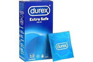 Durex Extra Safe 12 count Kondomer Transparent 56 mm | Lätt på formen, spensluten, designad tjockare för extra säkerhet, naturlig latex, försmord med silikonglidmedel