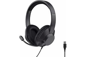 Trust Ayda Max Over-Ear USB PC Headset with ENC Noise Cancelling Microphone, Padded Headband, 1.8m Cable, 85% Recycled Plastic, Wired USB C Headphones with Mic for Laptop Computer Mac Teams, Black