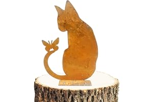 GUOSIYAO Gatto Ruggine Decorazione Da Giardino In Ruggine Metallo Cat Giardino Effetto Ruggine Decorazione Ruggine Universale Per Cortile Decorazione Della Scultura Del Prato Inglese All'aperto