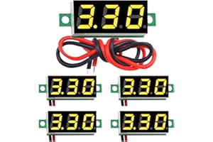 YIXISI 5 Pezzi 0.28 Pollici Mini Voltmetro Digital, 2.4V-30V DC Due Fili, Protezione Inversione di Polarità e Misurazione Accurata Della Pressione, LED Display Pannello Voltmetro (Giallo)