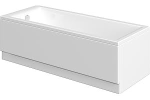 PLUMBWORLD Modern 1500mm Front Side Acrylic Bath Panel Panels for Bathroom Baths Soaking Tubs, Easy to Cut, White Gloss