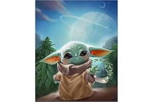 RICUVED 5D Yoda Diamond Painting Kits for Adults,Round Full Drill Diamond Painting Baby Yoda Diamond Art Kits, Cartoons Gem Painting Crafts for Home Wall Decor 30X40cm