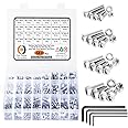 Epi-Torque M3 M4 M5 M6 Stainless Alloy Steel 202 Grade Socket Head Cap Screws Nuts Allen Bolt Washer with Allen Keys Assortment Kit Set with Storage Box Pack of 514 Pcs