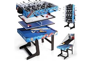 ‎HLC HLC Multi Game Kombinationstisch Set 5 in 1 Pool-Billardtische, Tischtennisplatte, Tischfußball, Rutschenhockey, Basketballschießen, Eltern- interaktiv, Ferien-/Geburtstagsgeschenke für Kinder