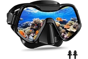 Arlierss Masque de Plongée Adulte, Panoramique Lunettes de Plongée, Masque Snorkeling Adulte en Verre Trempé, Snorkeling Masque Anti-buée pour Hommes Femmes