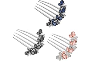 KGDUYC 3 pettini per capelli con strass, pettini a farfalla, pettini per capelli con strass, accessori da sposa per capelli, pettini laterali per donne e ragazze