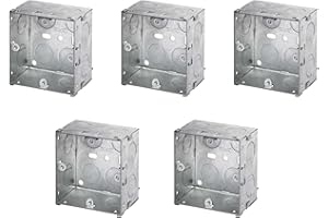 CED Single/Double Flush Electrical Metal Socket/Switch Back Boxes 25mm 35mm 45mm Wall Pattress (5, 1 Gang 45mm)