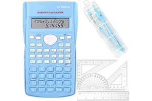 WZIOEPUL Scientific Calculators Protractor and Compass - Protractor and Compass for Geometry with Rulers and Two Set Squares and Scientific Calculators,240 Functions 2 Line 10+2 Digits,Desk Math for School
