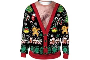 PEUIGNAO Jerseys Navideños Mujer Jersey Navideño Ugly Christmas Jersey Reno Feo Navidad Gato 3d Hombre Feos Sudadera Navideña Sudaderas Navideñas Pullover Sweatshirt Divertido Gracioso Divertidas Personalizado
