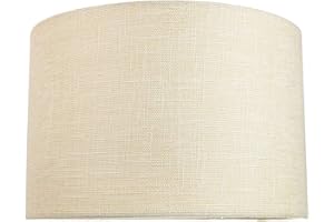 Contemporary and Sleek 12 Inch Cream Linen Fabric Drum Lamp Shade 60w Maximum | 30cm Diameter | for Table Lamp or Pendant by Happy Homewares