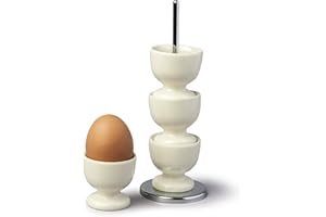 Zeal G277C Lot de 4 coquetiers empilables avec support de transport Chromé Mélamine Crème