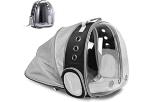 ZHUIYIWIN Zaino per Cani Gatti, Grande Porta Animali Espandibile, Zaino a capsula spaziale per animali domestici, con 9 ingressi Zaino Traspirante Porta Cuccioli Pieghevole (Nero, Indietro Espandi)