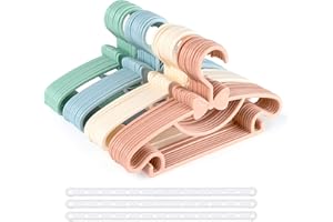 Kinder Kleiderbügel Mehrfarbig, Homewit 40 Stück Babykleiderbügel Set Kinderkleiderbügel - 29.5cm mit 3pcs Platzsparend Kleiderbügelketten für Babyklamotten Kleiderschrank Schrank Kleidung