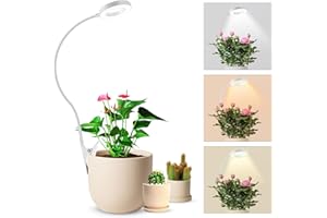 ‎WOLEZEK Plant Lamp LED Full Spectrum, Pot Clip 6500 K Grow Light, Two Installation Options Plant Light, 3 Colour Temperature LED Grow Lamp with 360° Gooseneck, 6/12/16H Timer, 5 Brightness (White, Pack of 1)