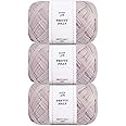 Pretty Jolly Soft Tape Yarn & Raffia Yarn for Knitting & Crocheting - Light Weight, 3×100m/3×50g (Light Pink)