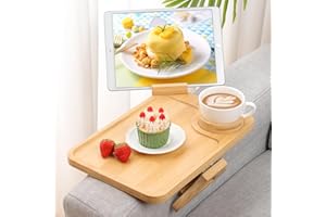 Kssiaz Plateau pour Accoudoir de Canapé, Table Bras de Canapé Rotation 360° avec Porte téléphone et Tasse, Accoudoir de Canapé pour Accès Facile, Porte-Tasse de Canapé pour Snacks, Téléphone, Contrôle