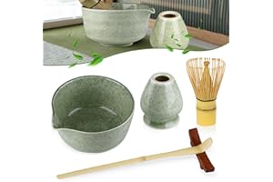 CAIXINYI Matcha Kit, Balai à matcha, Bol Matcha, Fouet Matcha, Support de mixeur à matcha, Support de balai à matcha, Ensemble de 5 pièces, Kit Matcha, Coffret cadeau, Service à thé matcha en céramique