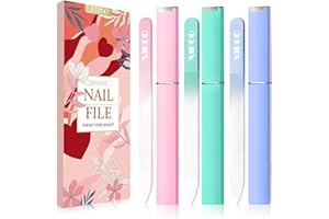 XIPOO Nail File Glass Nail File 3 Pack Premium Glass Nail File with Case Crystal Nail File Professional Salon Manicure Tool for Natural Nails Stocking Fillers for Women and Girls