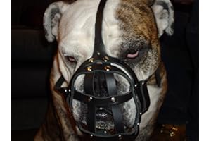 L&J PETS UK Maulkorb aus leichtem Leder für Englische Bulldoggen und andere kurzschnauzige Rassen