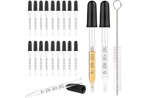 LFBEST 24pcs 1ml Scale Dropper Glass Dropper Liquid Pipette Rubber Head Dropper for Painting Students Lab Food Essential Oils Aromatherapy Accessories