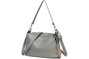 KUNKUN Borsa A Tracolla Donna Piccola Borse Donna Grigio Borsetta Tracolla Donna Pelle Con 3 Tracolle Intercambiabili e 2 Grandi Scomparti