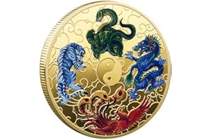 Ericetion Pièce de Monnaie commémorative Chinoise Dragon et Phénix Pièce de Monnaie Traditionnelle en Or Art Protecteur Cadeau de Collection