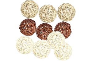 Hellery 10Pcs 50mm Large Wicker Rattan Balls - Decorative Balls for Bowls, Vase Filler, Coffee Table Decor, Wedding Party Decoration