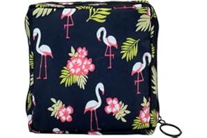 MELTU 1 Pack Sanitary Napkin Storage Bag, Menstrual Cup Pouch, Portable Pads Feminine Menstruation First Period Bags for Teen Girls, Women, Ladies (Flamingo)