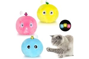 EXTFANS 3 Pelotas de Bola de Gato con Luz LED, Bola de Juguete interactiva para Gatos con Hierba Gatera para Gatitos Juego silencioso
