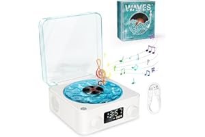 ROHQIPMK The Waves Vinyl Record Player with RGB Light, 2025 New Home Audio Record Players, 3 Mode Stereo Sound Sleep Aid with 4 Sounds of Nature, Portable Waves Vinyl Speaker with BT, TF, AUX Mode