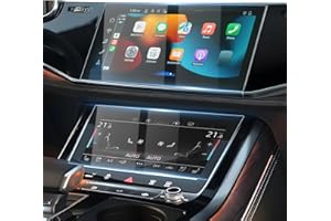 Karltys 2 Pack Screen Protector for 2020-2024 Audi Q7 Q8 10.1-Inch Upper + 8.6-Inch Lower Screen, 9H Tempered Glass, Car Radio Display Screen Protector, Anti Scratch Fingerprint Free Accessories