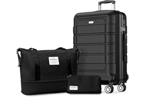 SHOWKOO Suitcase Hard Shell Expandable Durable PC+ABS Lightweight Travel Luggage High Capacity with Double Spinner Wheels and TSA Lock