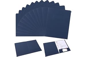 NIBOKEN Carpeta de Papel con 2 Bolsillos Kraft para Archivador, 12PCS Carpeta Archivos de Documentos A4 de Presentación con Ranuras para Tarjetas para Oficina Contratos o Informes (Azul oscuro)
