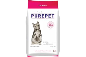 Purepet Dry Cat Food, Tuna & Salmon, 3 Kg | Complete & Balanced Nutrition, Taurine for Healthy Heart, Controls Urinary pH, Healthy Skin & Coat