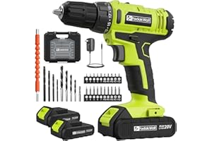 FADAKWALT 20V Cordless Drill, 2 Batteries Electric Screwdriver with case, 21+1 Torque, 2 Speed,30Nm Power Drill Driver, 3/8" Keyless Chuck, with LED Light, Drill Driver Kit for Home