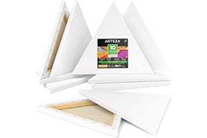 Arteza - Set di 10 tele triangolari allungate in 100% cotone, 30,5 cm, tela bianca con copertura in gesso su telaio in legno massello
