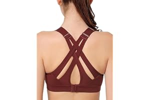 Yvette Soutien Gorge de Sport Femmes Bretelles Réglables Bretelles Réglables Dos Croisées sans Armature Maintien Fort Grande Taille Course Fitness Gym