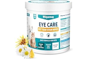 WOYAMAY Dogs & Cats Eye Wipes - 200 Count Tear Stain Remover for Dog, Cat Eye Wipes, Presoaked & Textured Eye & Face Wipes, Gently Remove Eye Debris, Discharge, Mucus Secretions, Dog Eye Wipes for Gunky Eyes