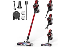 QEXREED Akku Staubsauger 4-In-1, Staubsauger Kabellos 40-Minuten Betriebszeit, Cordless Vacuum Cleaner 160W 25KPa, 99,9% Filter, Kabelloser Staubsauger FüR Haustiere Mit GrößErem BüRstenkopf