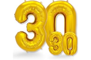 FUNXGO® Set de 2 Ballons Chiffre 30 Doré - Grand et Petit Ballon Hélium - Ballon Anniversaire 30 Ans Femme Homme, Décoration Anniversaire Chiffre