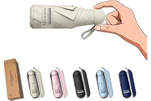 BAODINI Reise-Mini-Regenschirm für Geldbörse mit Etui – kleiner kompakter UV-Regenschirm, Sonnenschutz, leicht, kleiner Taschenschirm mit Etui für Damen und Mädchen
