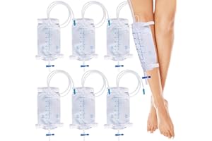 VAILEAL Urinbeutel Beinbeutel: 500ml Beinbeutel Urindrainagebeutel, Urinsammelbeutel Drainagebeutel mit 2 Riemen, Urinbeutel mit Ventil und T-Ablass, Urindrainagebeutel, Drainagebeutel (6 Stück)