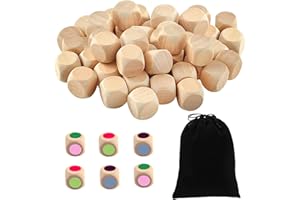 EnixwH 50 sztuk drewnianych kostek, kostka do zabawy, puste kostki drewniane, 20 mm, puste kostki, kostki oliwne, drewniane kostki, do prac ręcznych, do prac ręcznych, do prac ręcznych, gier