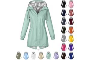 ZWDC Damen Regenjacke Kapuzenjacke Frauen Leichte Jacke mit Kapuze Taschen Outdoorjacke Windbreaker Übergangsmantel Funktionsjacke für Alltag Reisen Wandern Trekking