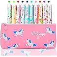 TOYESS Unicorn Pencil Case with 10 Colours Gel Pen Gift for Children Girls Age 3 4 5 6 7 8 9 10 Years Cute Flamingo Gel Pen Set for Girls Birthday Gift Pink