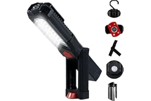 REV LED Arbeitsleuchte TORCH – Kompakte Akku Handlampe mit 360° Magnetfuß & Aufhängehaken, ideal für Werkstatt & KFZ, schwarz-rot