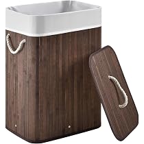 Juskys Bambus Wschekorb Curly Braun 72L - Hygienischer & Faltbarer  Wschekorb mit Deckel, Tragegriff & Wschesack - Natrliche Bambus Optik :  Amazon.de: Kche, Haushalt & Wohnen
