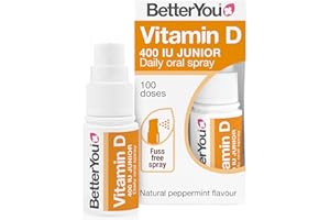 BetterYou Vitamin D Spray for Kids, Vitamin D 400 IU Junior Oral Spray, Fast Acting Vitamin D3 Supplement for Children, 3-Month Supply, Natural Peppermint Flavour, Made in The UK
