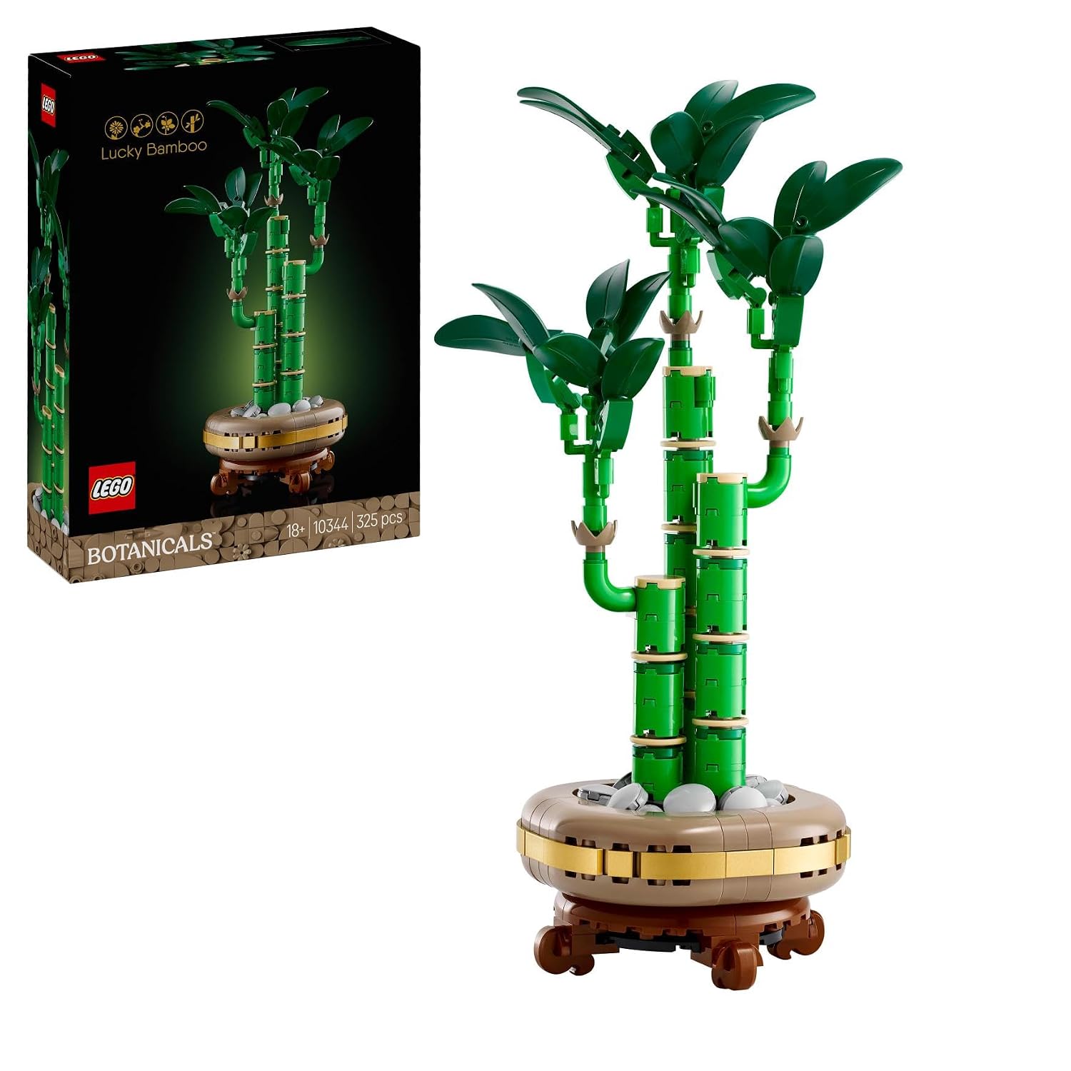 LEGO Botanicals Bambù del buon auspicio 10344 | Set per adulti, pianta artificiale da interno con vaso, decorazione per casa o ufficio fai da te, idea regalo, 325 pezzi